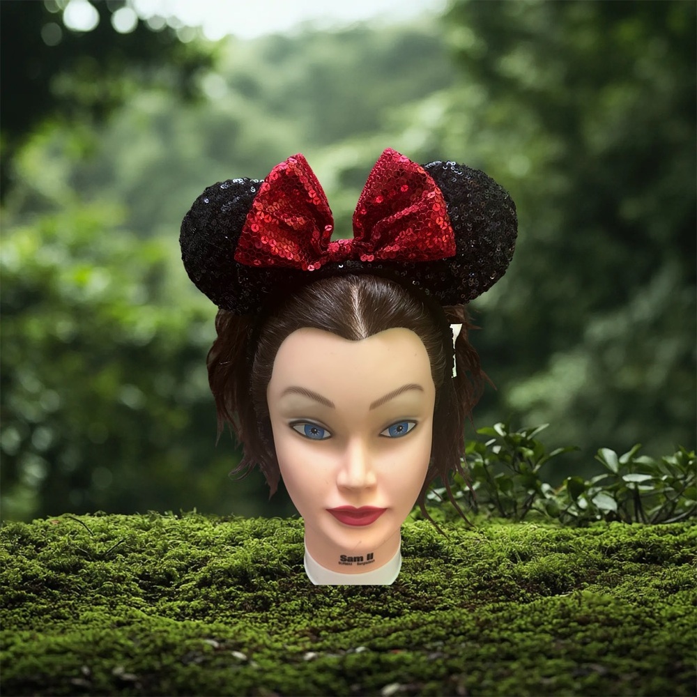Disney Sequin Red and Black Mouse Ears Headband - Picture 3 of 13